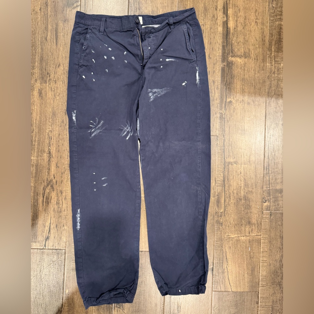 Distressed straight leg trousers